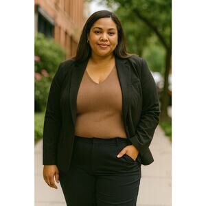 Women's Plus Size 3X Beige Ribbed Sweater Vest Sleeveless